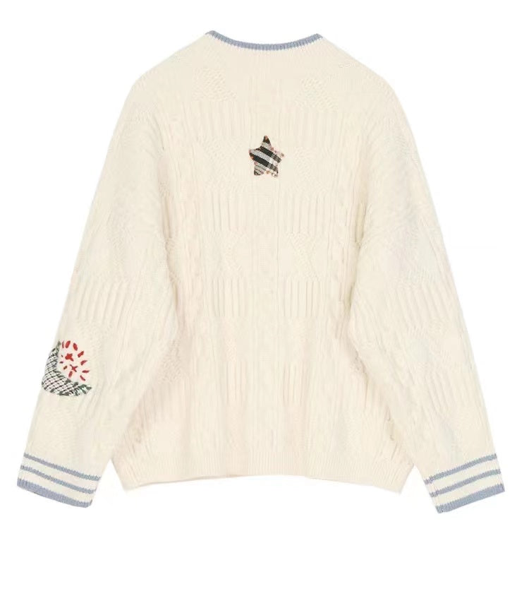 Loose, lazy, kiddie planet embroidered sweater HZ1023