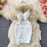 Hip Wrap Skirt open back low chest V-neck dress HZ1023