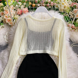 Long sleeved Knitted Blouse hip strap dress HZ1023