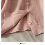 Sweet wind pearl single breasted crew neck cardigan sweater HZ1023