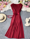 A line sleeveless pleated dress women's dress HZ1023