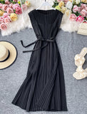 A line sleeveless pleated dress women's dress HZ1023