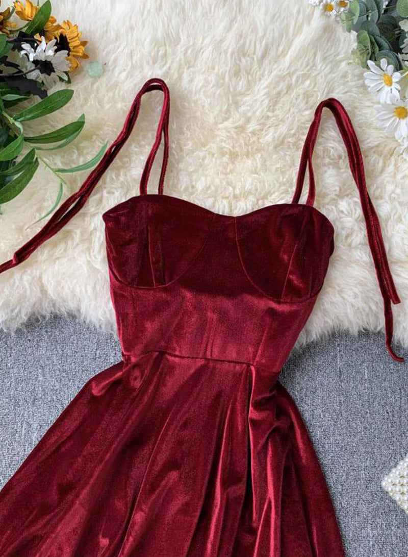 Cute A line velvet short dress women's dress HZ1023