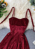 Cute A line velvet short dress women's dress HZ1023