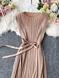A line sleeveless pleated dress women's dress HZ1023