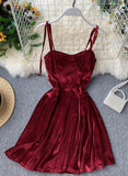 Cute A line velvet short dress women's dress HZ1023