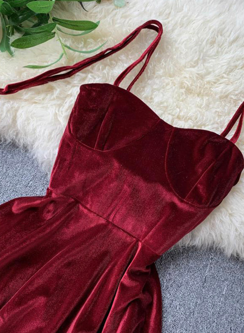 Cute A line velvet short dress women's dress HZ1023