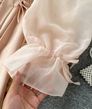 Cute A line short dress long sleeve waist dress HZ1023