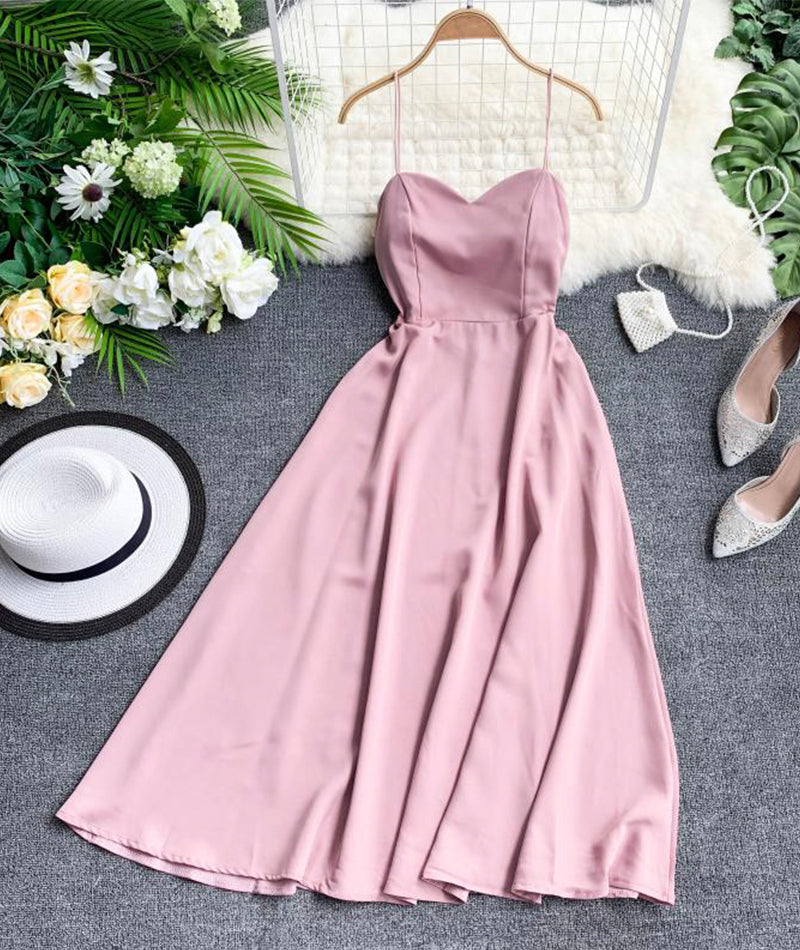 Cute A line chiffon backless dress fashion girl dress HZ1023