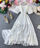 Simple white A line dress fashion girl dress HZ1023