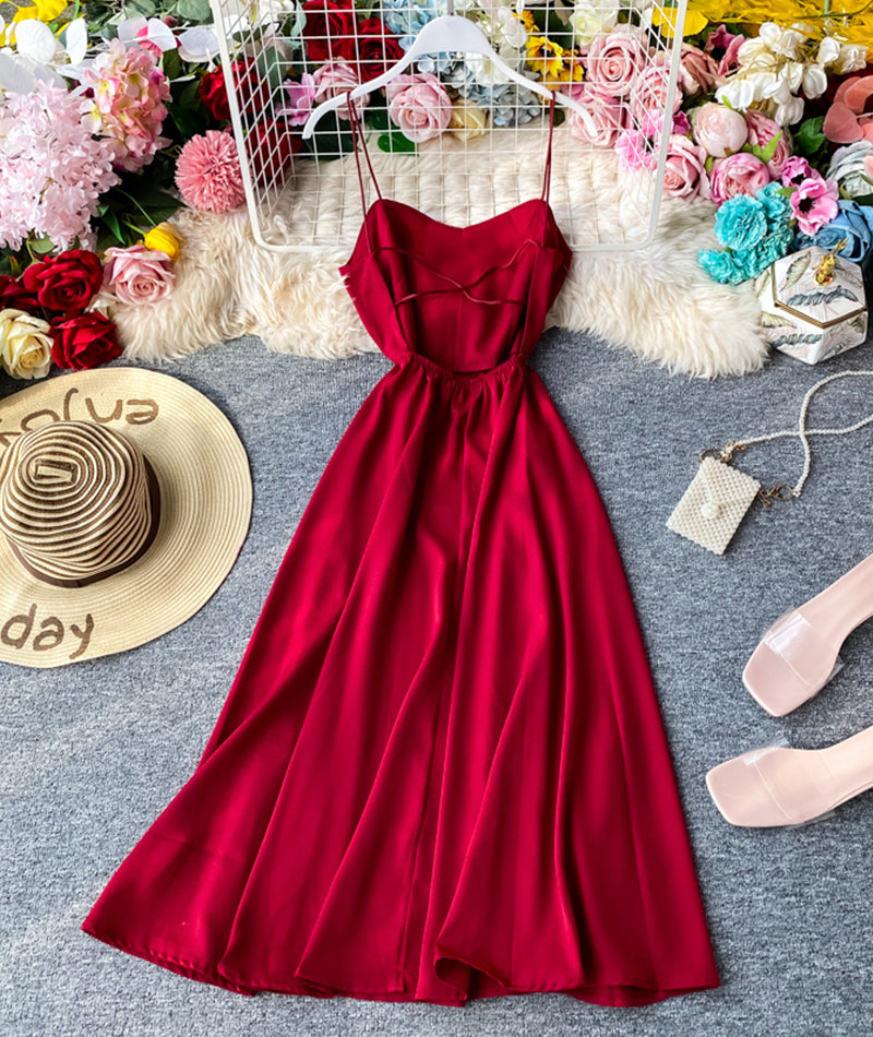 Cute A line chiffon backless dress fashion girl dress HZ1023