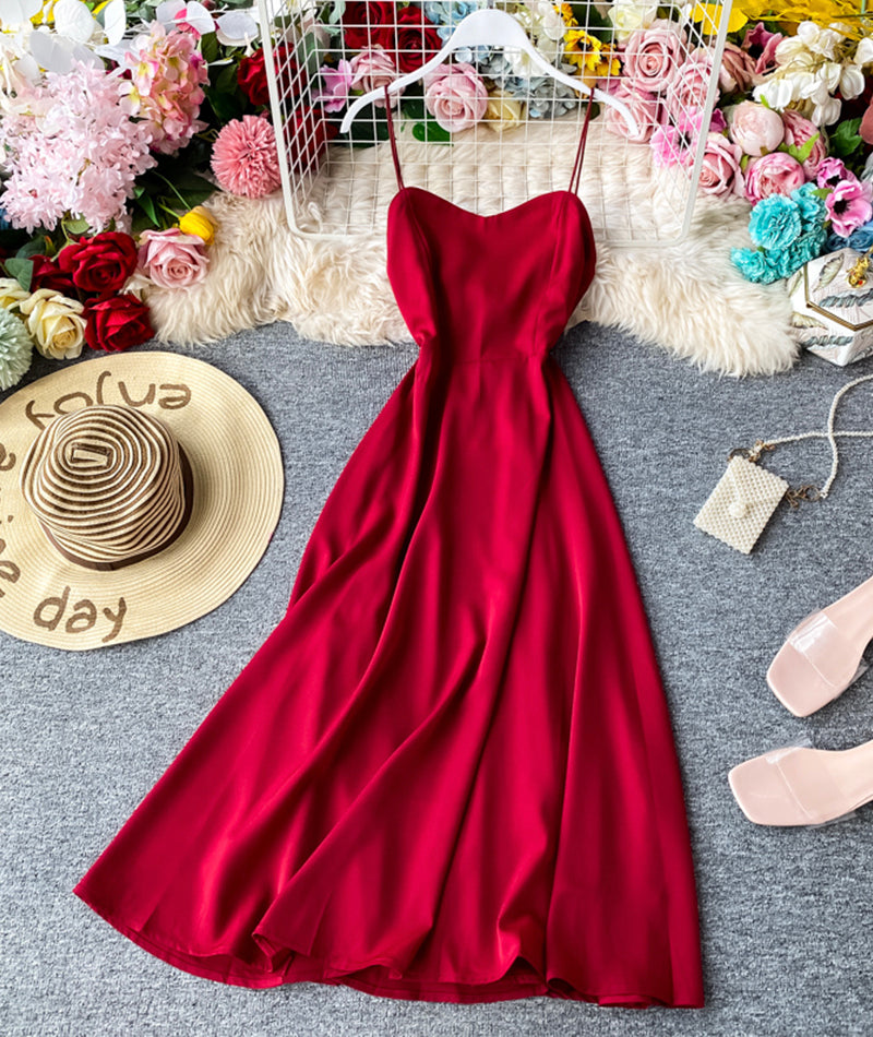 Cute A line chiffon backless dress fashion girl dress HZ1023