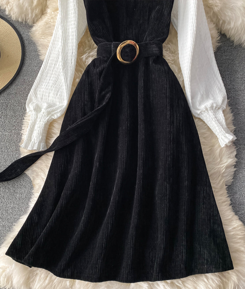 A line patchwork dress HZ1023