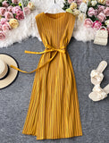 A line sleeveless pleated dress women's dress HZ1023