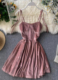 Cute A line velvet short dress women's dress HZ1023