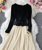 Retro A line velvet dress long sleeve dress HZ1023