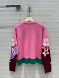 Lovely embroidered flowers long sleeve sweater HZ1023