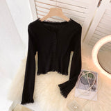 Simple Cardigan Lace Long Sleeve Sweater HZ1023