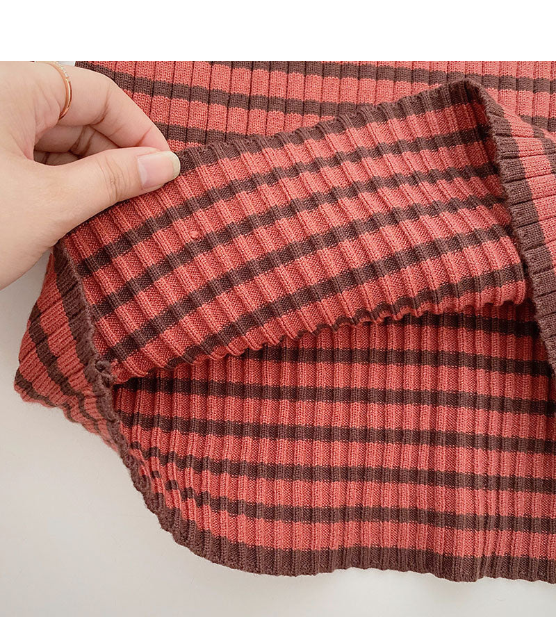 High neck stripe bottomed long sleeve top popular sweater HZ1023