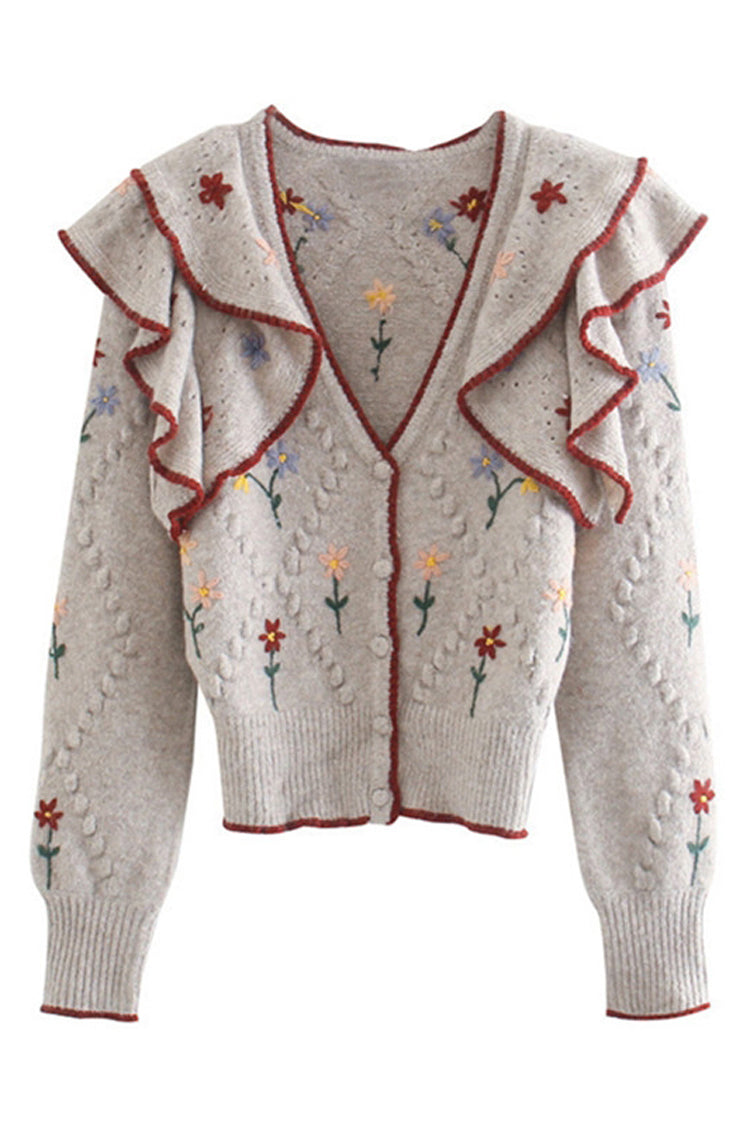 Embroidered layered decorative sweater design sweater coat HZ1023