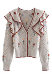 Embroidered layered decorative sweater design sweater coat HZ1023