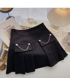 Pleated half length skirt age personalized chain high waist A-line skirt HZ1023