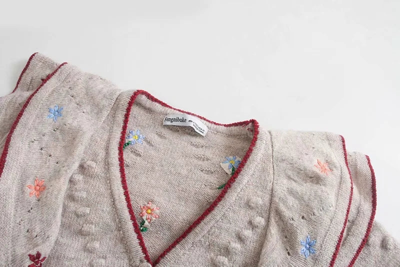 Embroidered layered decorative sweater design sweater coat HZ1023