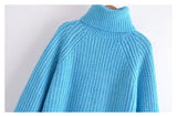 Lazy wind high neck spike knit sweater short sweater HZ1023