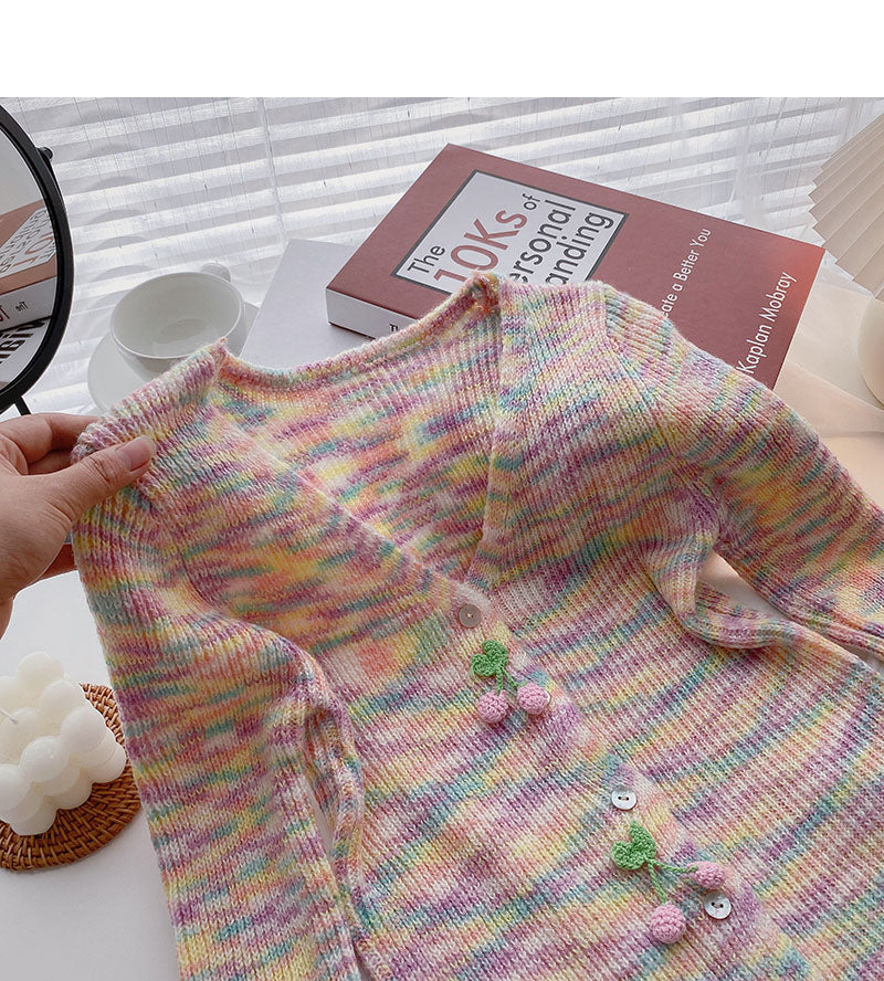 Korean slim warm long sleeve V-Neck Sweater Coat HZ1023