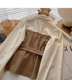 New Korean retro slim waist closed fake two-piece top HZ1023