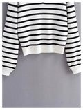 Minority retro lazy black and white striped sweater knitwear female HZ1023