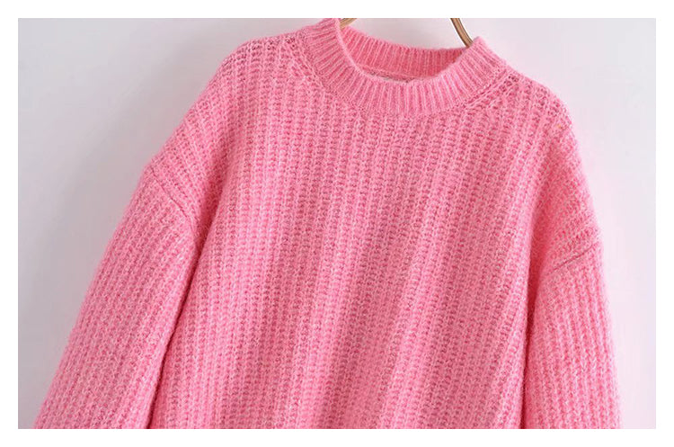 Versatile loose spike stitch short sweater HZ1023