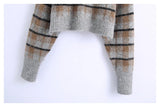 New lazy high neck slim plaid sweater HZ1023