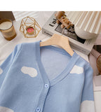 Design contrast color long sleeve knitted cardigan HZ1023