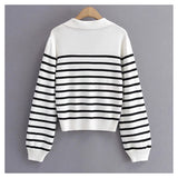 Minority retro lazy black and white striped sweater knitwear female HZ1023