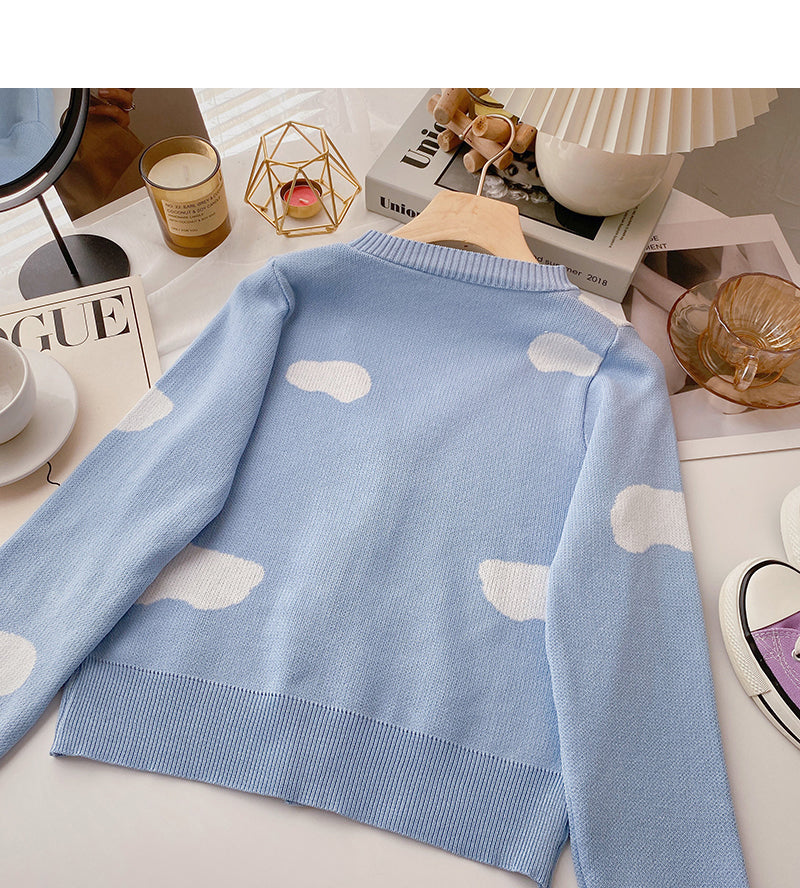 Design contrast color long sleeve knitted cardigan HZ1023