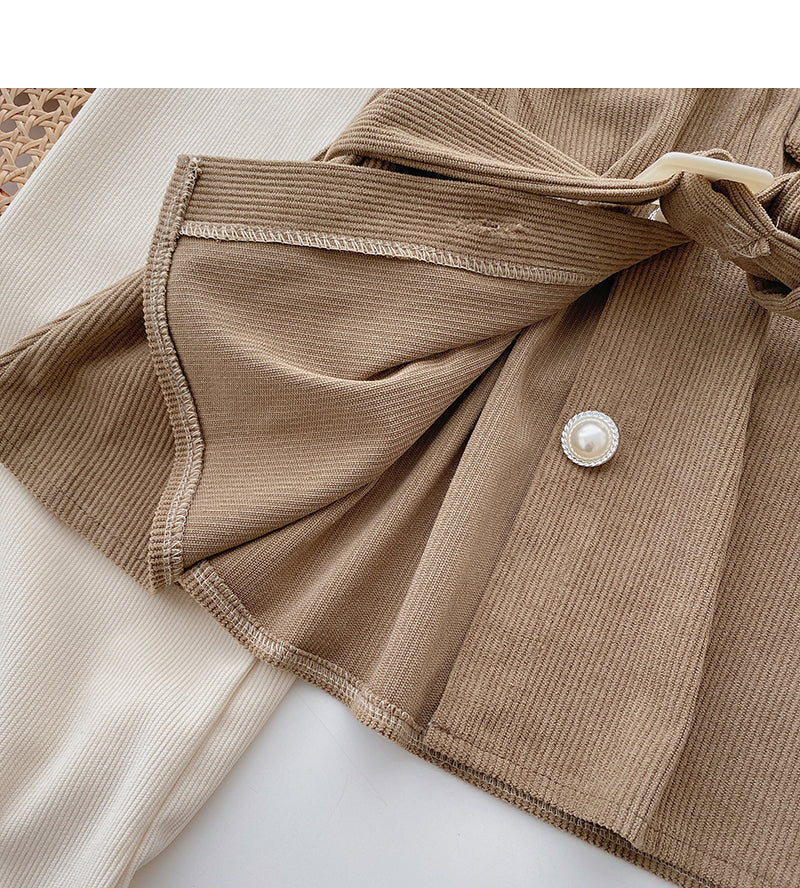 New Korean retro slim waist closed fake two-piece top HZ1023