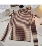 High neck stripe bottomed long sleeve top popular sweater HZ1023
