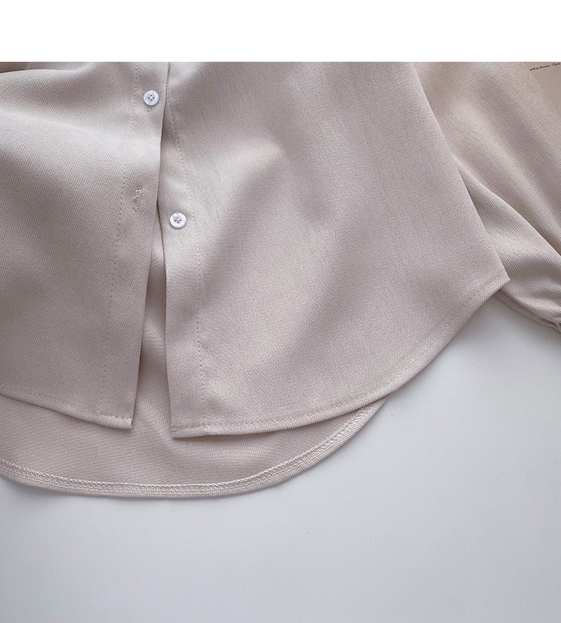 Collegiate lace up Lapel shirt casual long sleeve top HZ1023