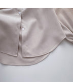 Collegiate lace up Lapel shirt casual long sleeve top HZ1023