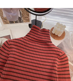 High neck stripe bottomed long sleeve top popular sweater HZ1023