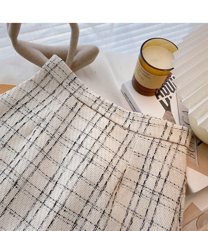 Plaid Design A-line skirt ruffled fishtail high waist skirt HZ1023