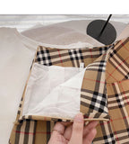 Khaki pleated skirt women's high waist A-line plaid skirt HZ1023