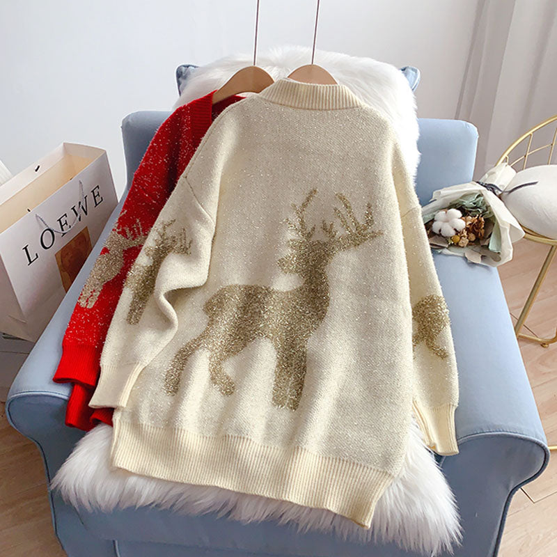 The new loose and foreign style is wearing a lazy top HZ1023