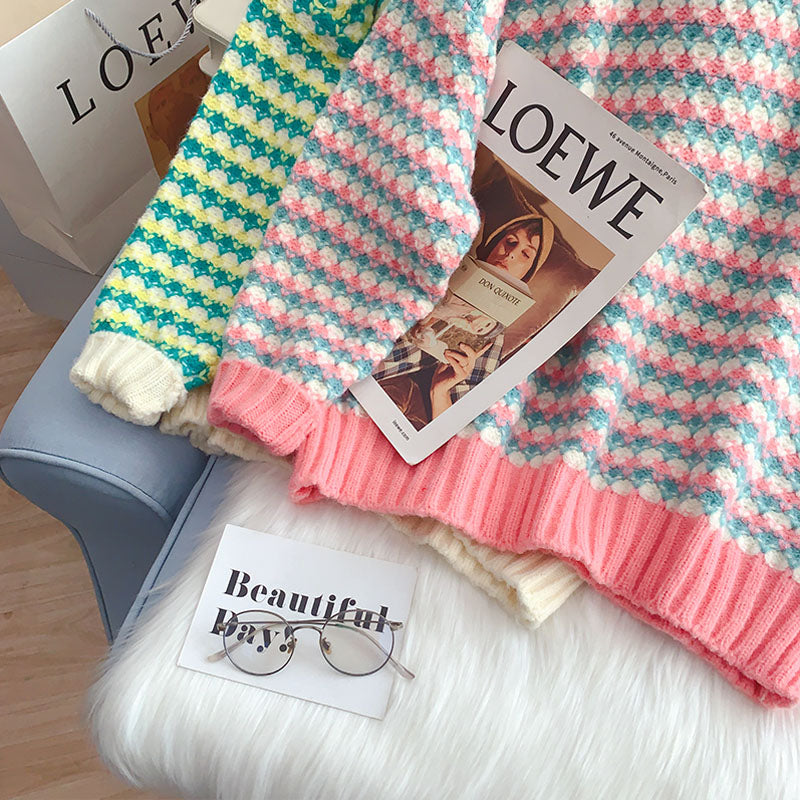 Lazy wind coarse wool sweater outer coat HZ1023