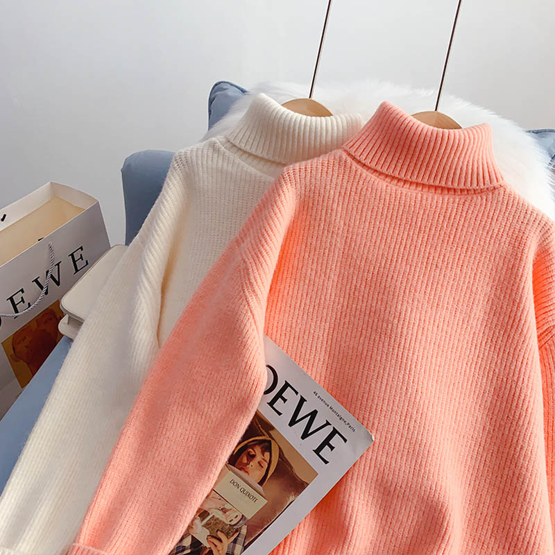Candy color turtleneck sweater sweater sweater top HZ1023