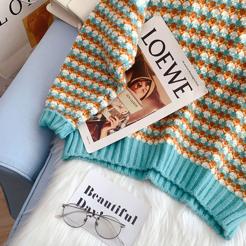 Lazy wind coarse wool sweater outer coat HZ1023