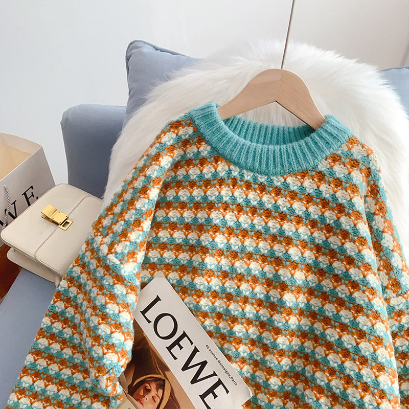 Lazy wind coarse wool sweater outer coat HZ1023