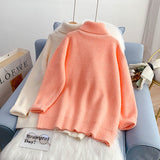 Candy color turtleneck sweater sweater sweater top HZ1023