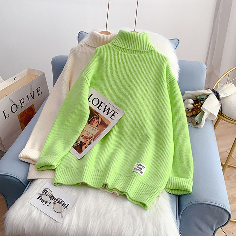 Candy color turtleneck sweater sweater sweater top HZ1023